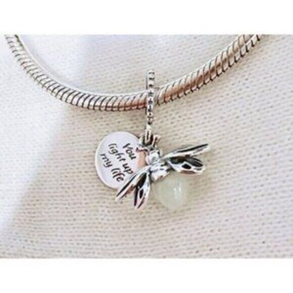 Glow in the dark Firefly Charm, Charms for Pandora Bracelet, Girl Dangle Charm - Picture 5 of 7
